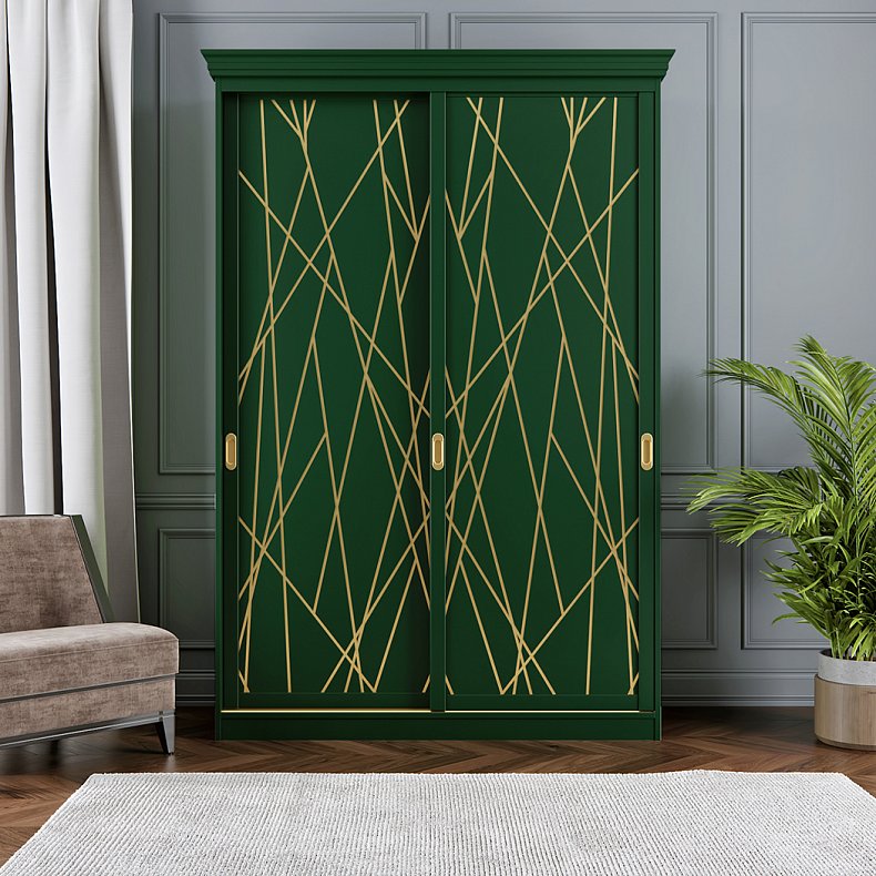 Изображение Корпусный шкаф-купе две двери Дори Зеленый Неоклассика 2х створчатые Гостиная Для вещей 1