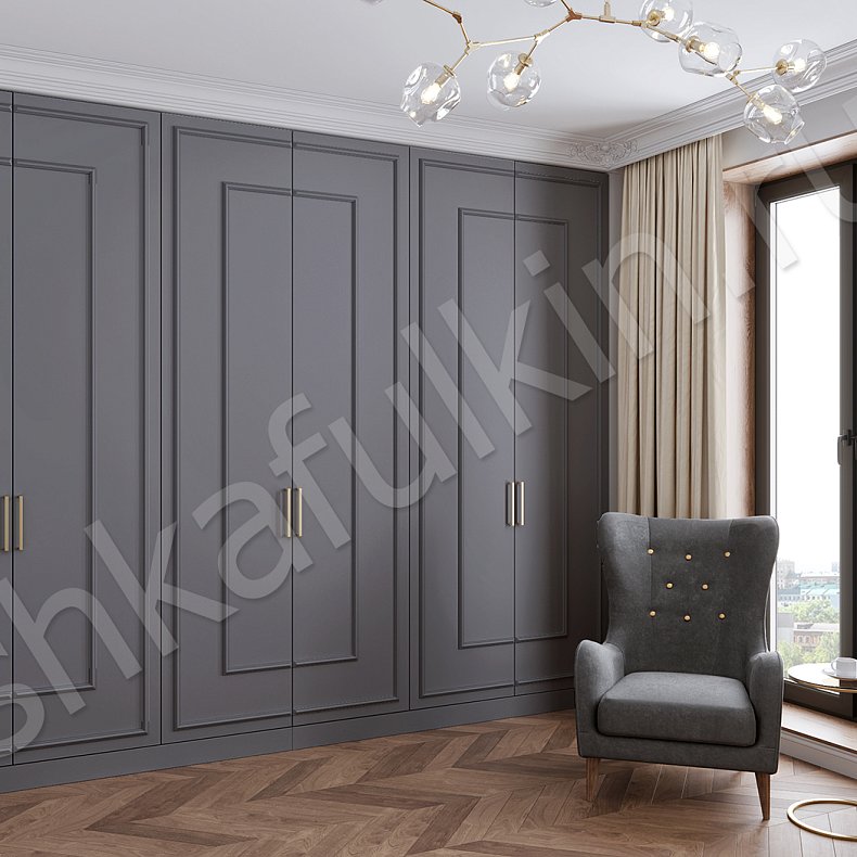 Встроенный шкаф Джорджия Белый Зеленый Темные Светлые Серый Неоклассика 6и створчатые Гостиная Для вещей 2