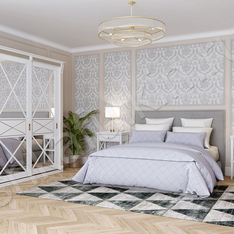 Корпусный шкаф-купе Мио Белый Классика 2х створчатые Спальня  1