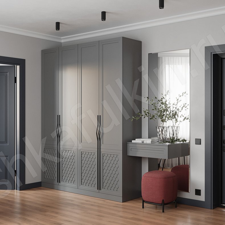 Прихожая Купидон Серый Светлые Неоклассика 4х створчатые Прихожая Для вещей