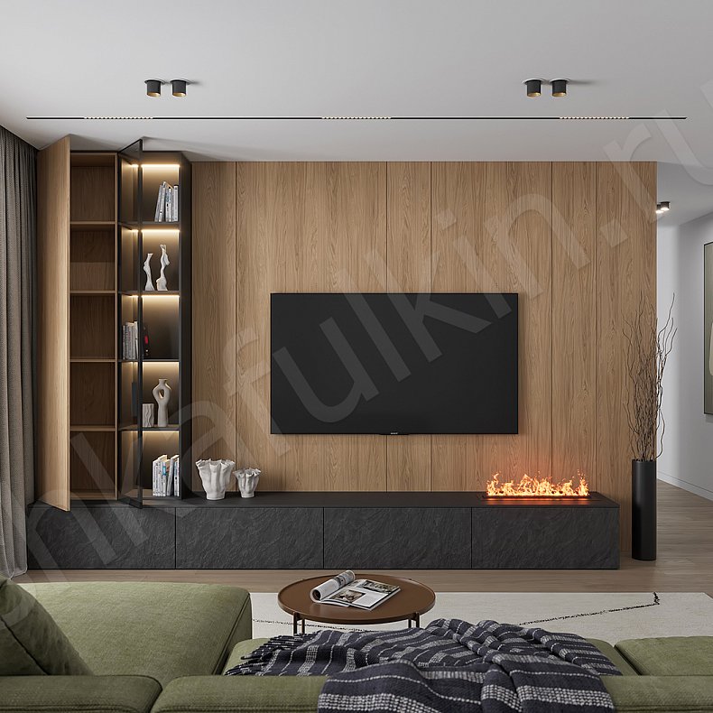 Изображение Стенка Розенталь Темные Древесный Черный Современный Гостиная Под ТВ Для книг 4