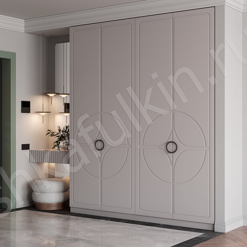 Прихожая Кимберли Серый Светлые Современный 4х створчатые Прихожая Для вещей