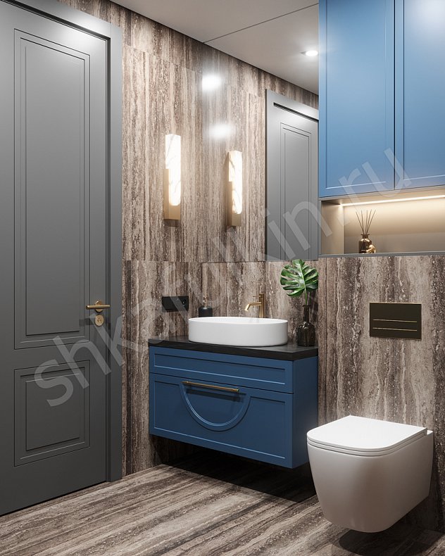 Мебель в санузел Омега Светлые Синий Цветной Неоклассика   Для вещей Для декора 1