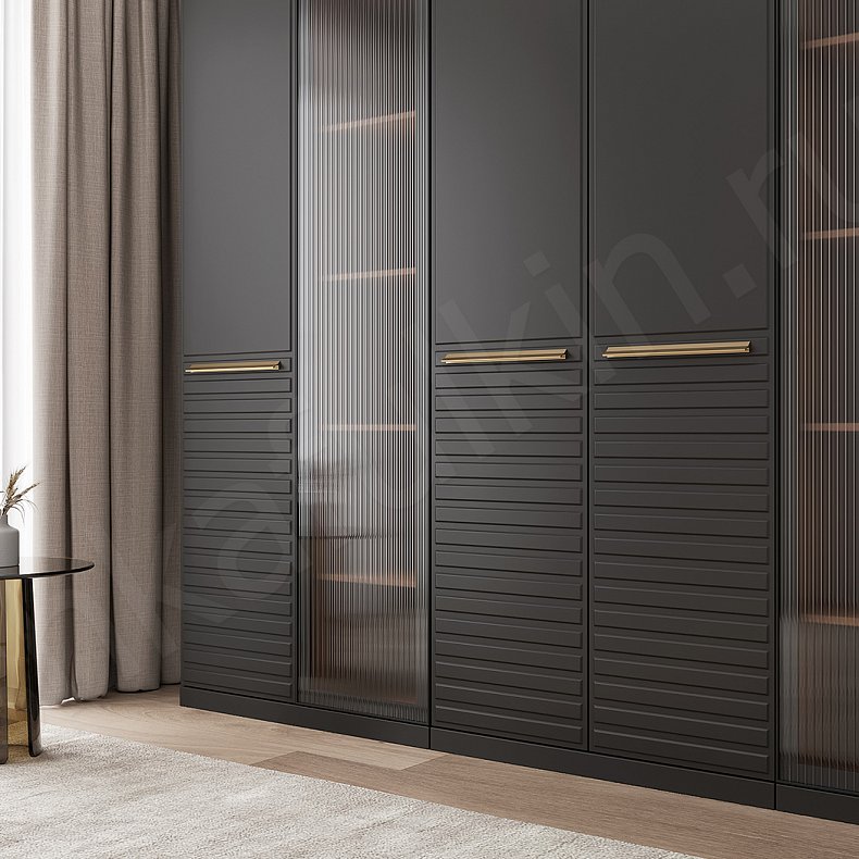 Изображение Шкаф Бургунди Черный Цветной Красный Темные Модерн 6и створчатые Гостиная Для декора Для вещей 3