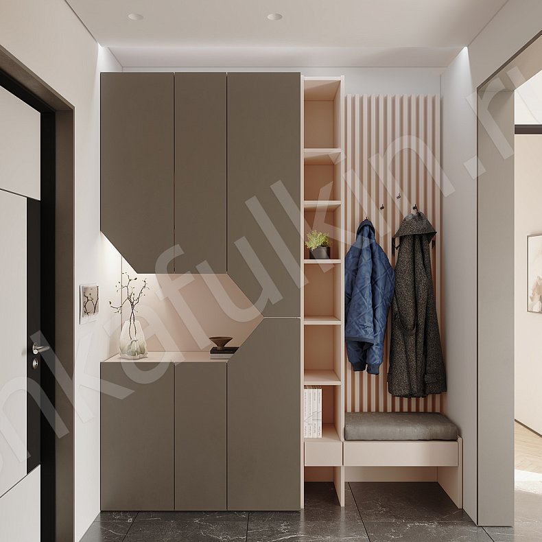Изображение Прихожая Сальма Темные Серый Коричневый Белый Минимализм 2х створчатые Прихожая Для вещей 1
