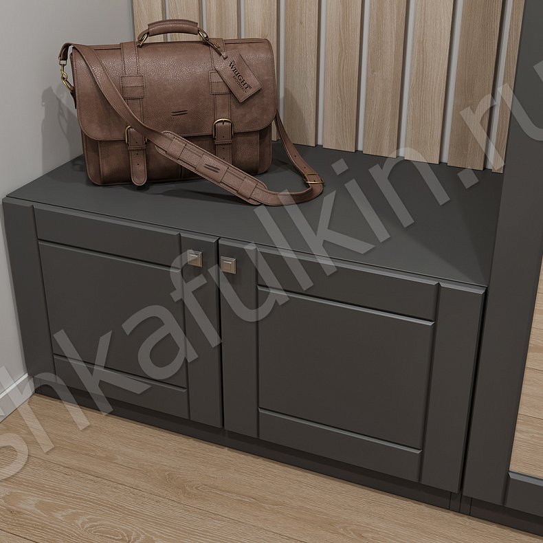 Шкаф в прихожую Грей Древесный Темные Серый Минимализм 2х створчатые Прихожая Для вещей 3