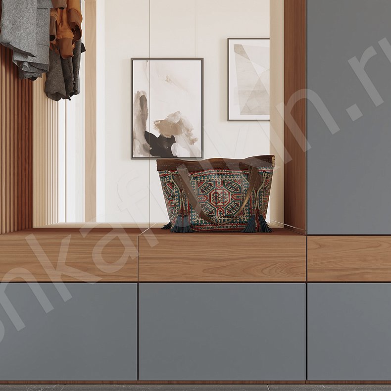 Изображение Прихожая Ника Темные Светлые Серый Коричневый Древесный Черный Белый Скандинавский 2х створчатые Прихожая Для вещей 11