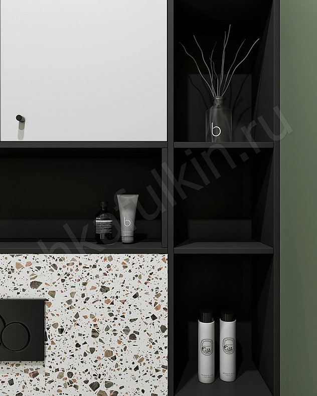 Мебель в ванную Монтекки Светлые Черный Белый Современный   Для вещей 3