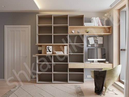 Изображение цвета Шкаф с рабочей зоной Джамбо Древесный Прованс 4х створчатые Спальня 