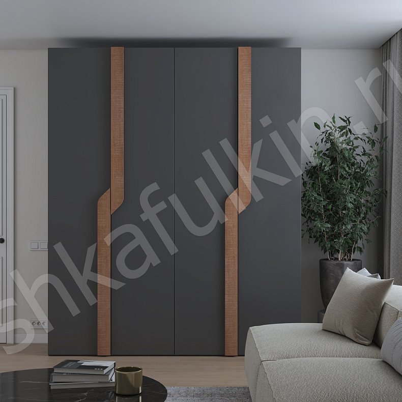 Изображение Шкаф Ронни Древесный Белый Черный Коричневый Серый Светлые Темные Скандинавский 4х створчатые Гостиная Для белья Для вещей 1