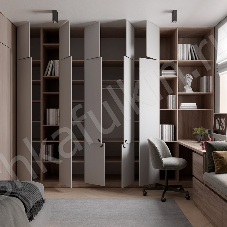 Изображение Детская Маккой Серый Древесный Скандинавский 5и створчатые Детская Для вещей Для книг 1