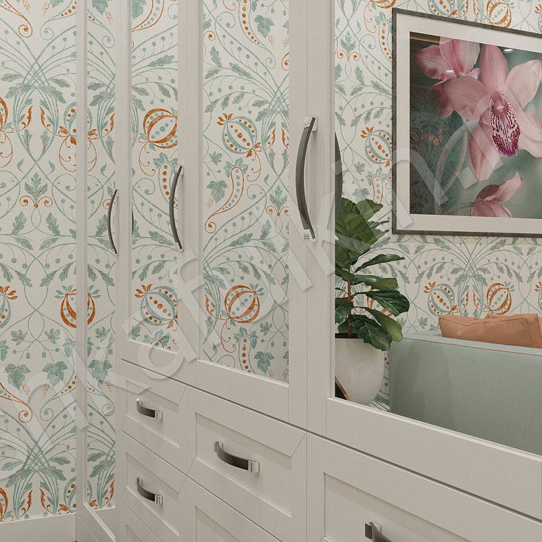 Изображение Шкаф Рамонес Светлые Белый Неоклассика 5и створчатые Гостиная Для вещей 3