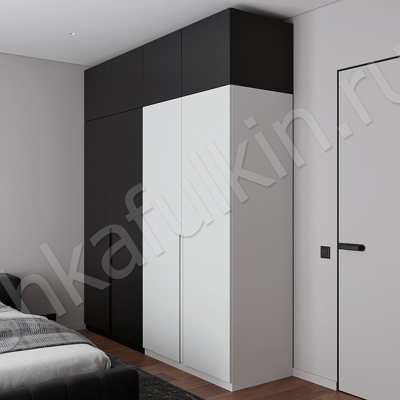 Изображение Распашной шкаф Миллер Белый Черный Серый Светлые Минимализм 4х створчатые Спальня Для вещей 3