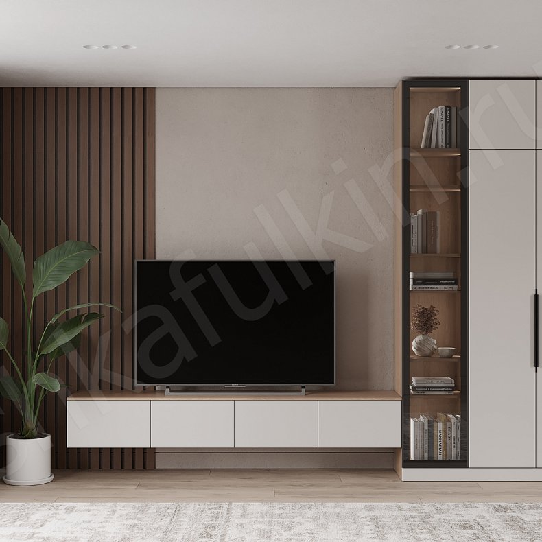 Стенка Максвелл Белый Светлые Современный 3х створчатые Гостиная Для книг Для вещей