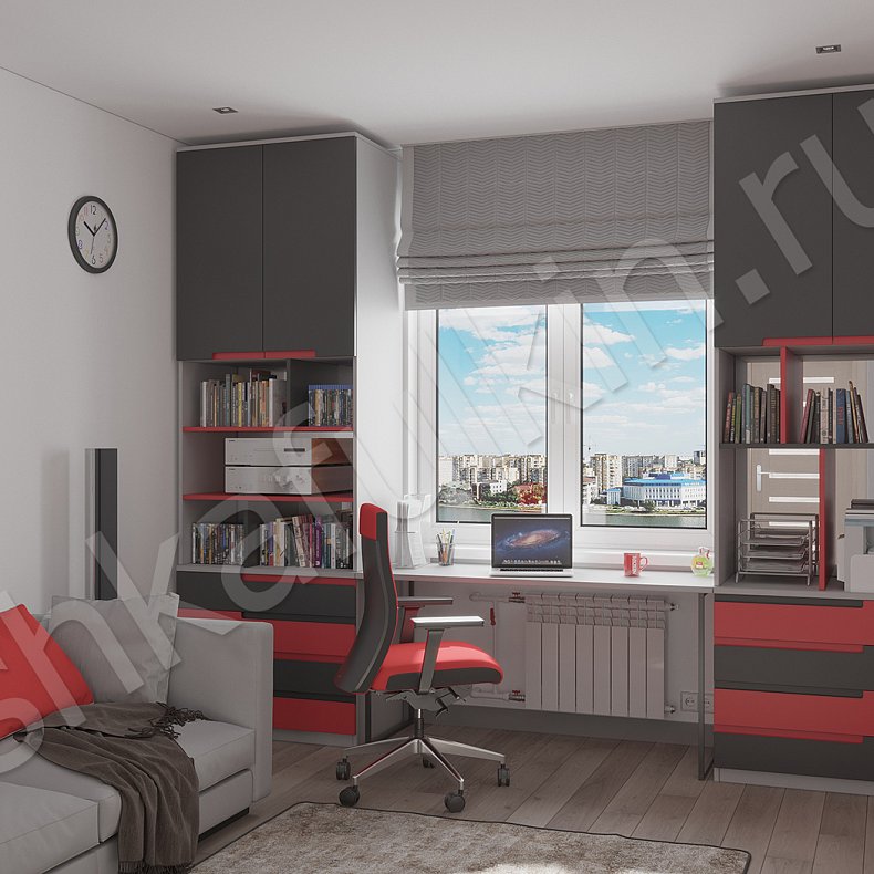 Детская Мантана Черный Цветной Красный Темные Минимализм  Детская Для книг