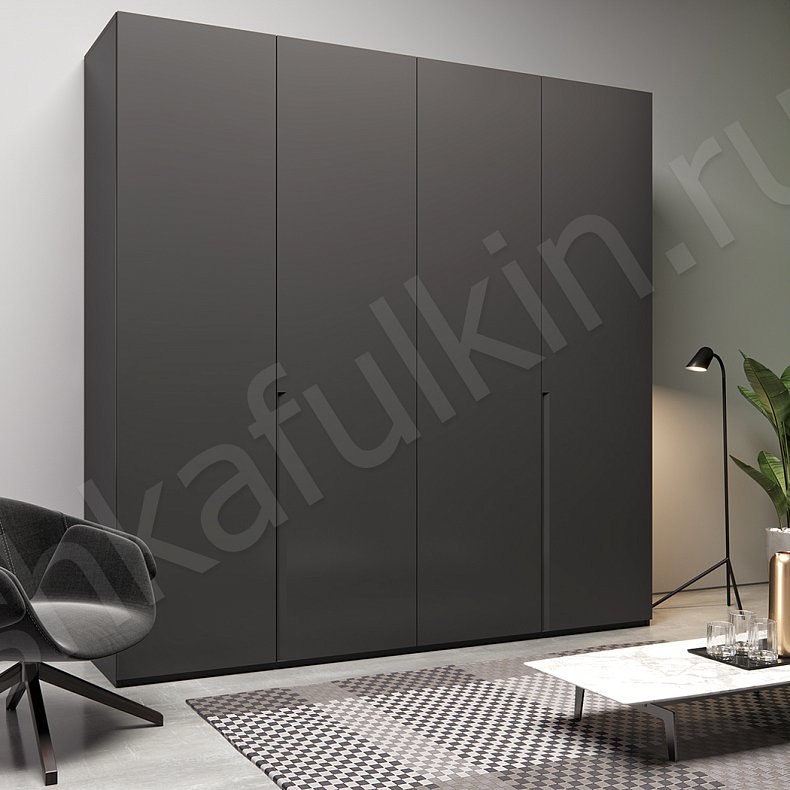 Распашной шкаф Графит Белый Черный Светлые Темные Минимализм 4х створчатые Гостиная Для вещей