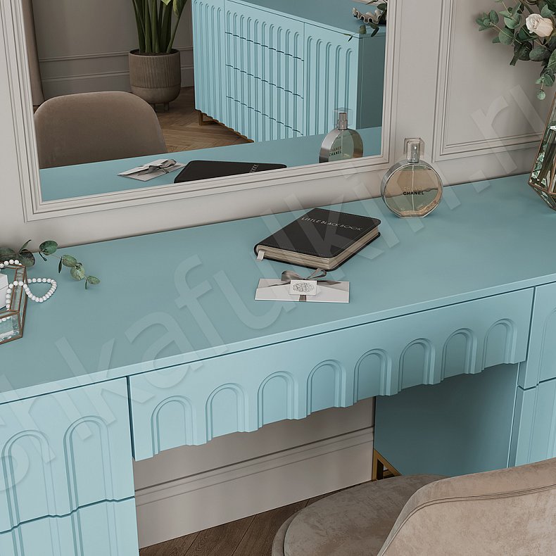 Изображение Гарнитур Командор Светлые Белый Цветной Синий Современный 6и створчатые Спальня Для белья Для декора Под ТВ Для вещей 14