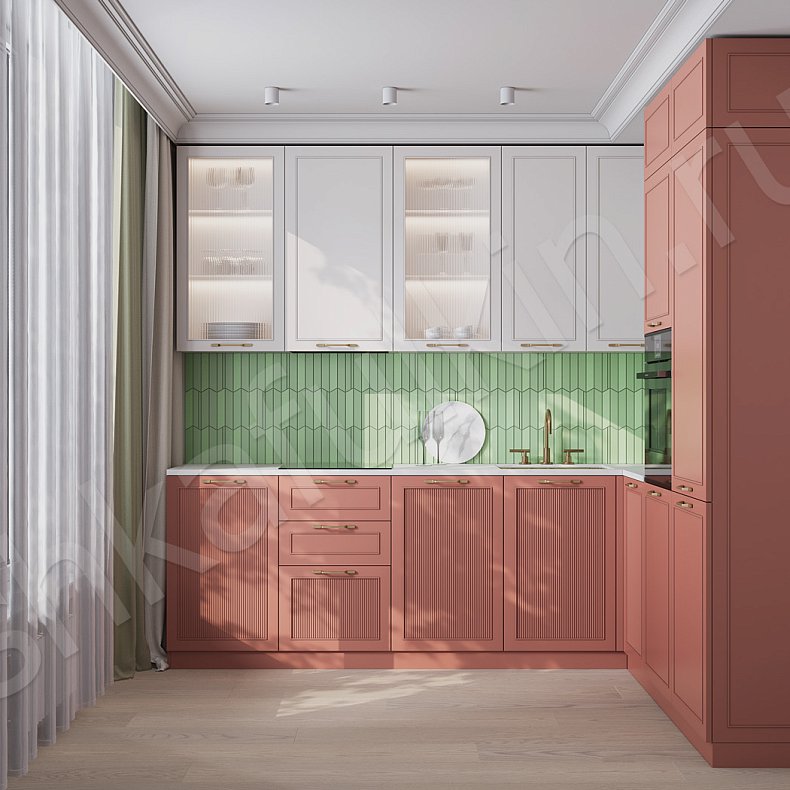 Кухня Ангурия Коричневый Цветной Красный Светлые Современный   Для посуды 8