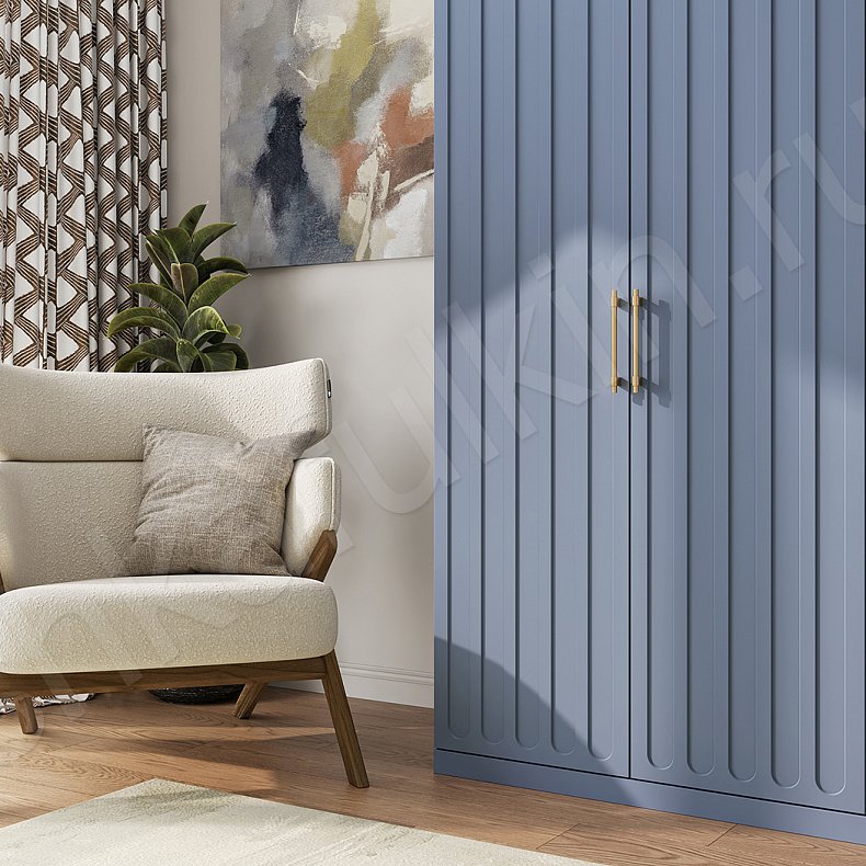 Изображение Шкаф Магнетик Синий Цветной Современный 4х створчатые Гостиная Для вещей 2