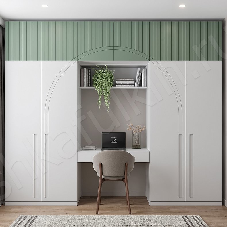 Изображение Гарнитур Эмеральд Белый Современный 2х створчатые Детская Для вещей Для книг 1