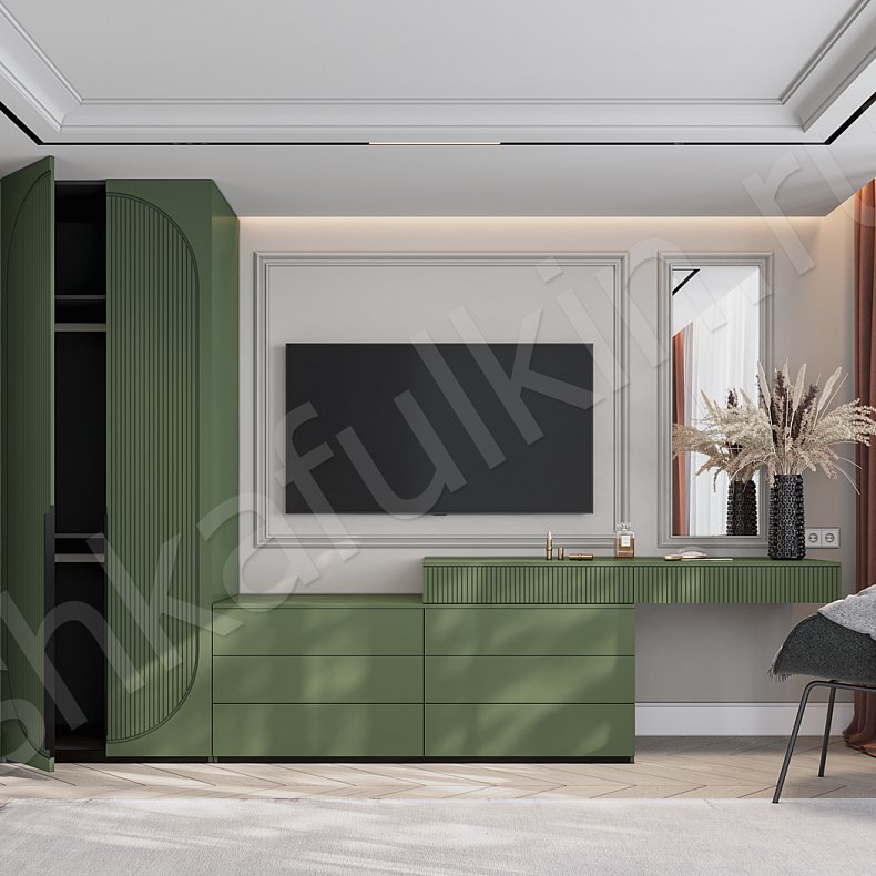 Гарнитур Скаволлини Темные Неоклассика 2х створчатые Спальня Для белья Для вещей 9