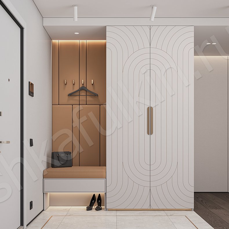 Прихожая Паттерн Белый Золото Светлые Неоклассика 2х створчатые Прихожая Для вещей