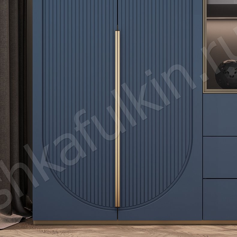 Изображение Стенка Скаволлини Цветной Красный Синий Темные Неоклассика 6и створчатые Гостиная Для книг Для декора Для вещей 9