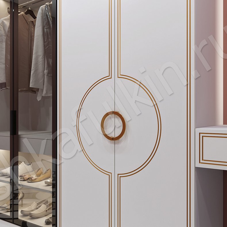 Прихожая Эллада Белый Золото Светлые Неоклассика 4х створчатые Прихожая Для вещей 2