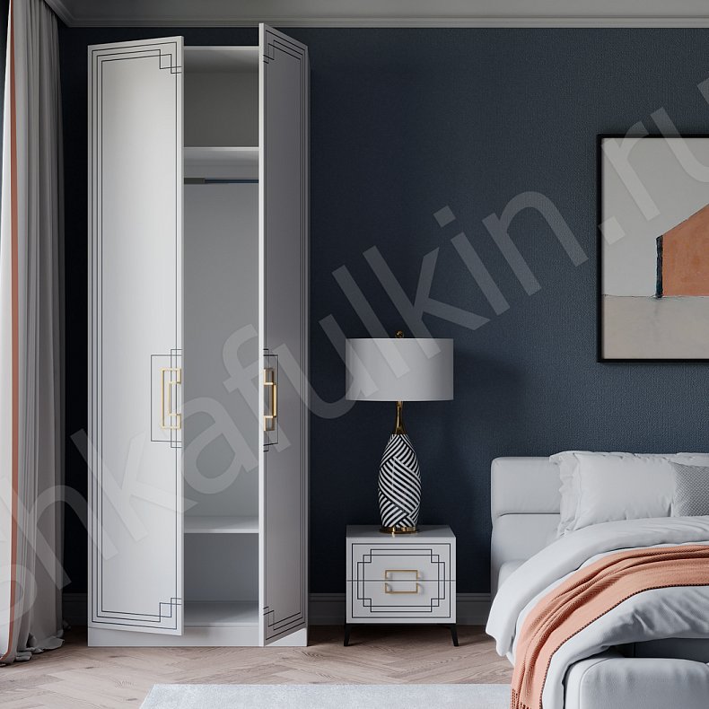 Шкаф  белый 2 двери Метрополитан Белый Минимализм 2х створчатые Спальня Для вещей 4