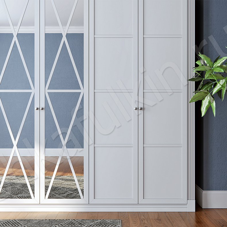 Изображение Корпусный шкаф Лаура Белый Светлые Скандинавский 6и створчатые Гостиная Для вещей 2