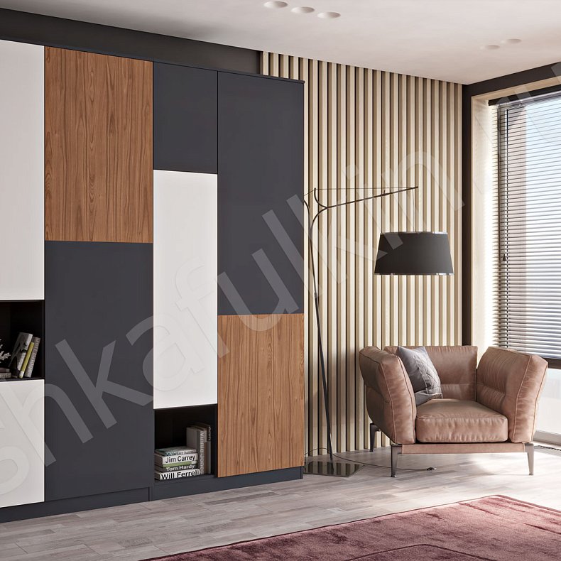 Шкаф Денди Темные Светлые Серый Коричневый Белый Скандинавский 4х створчатые Спальня Для вещей Для белья