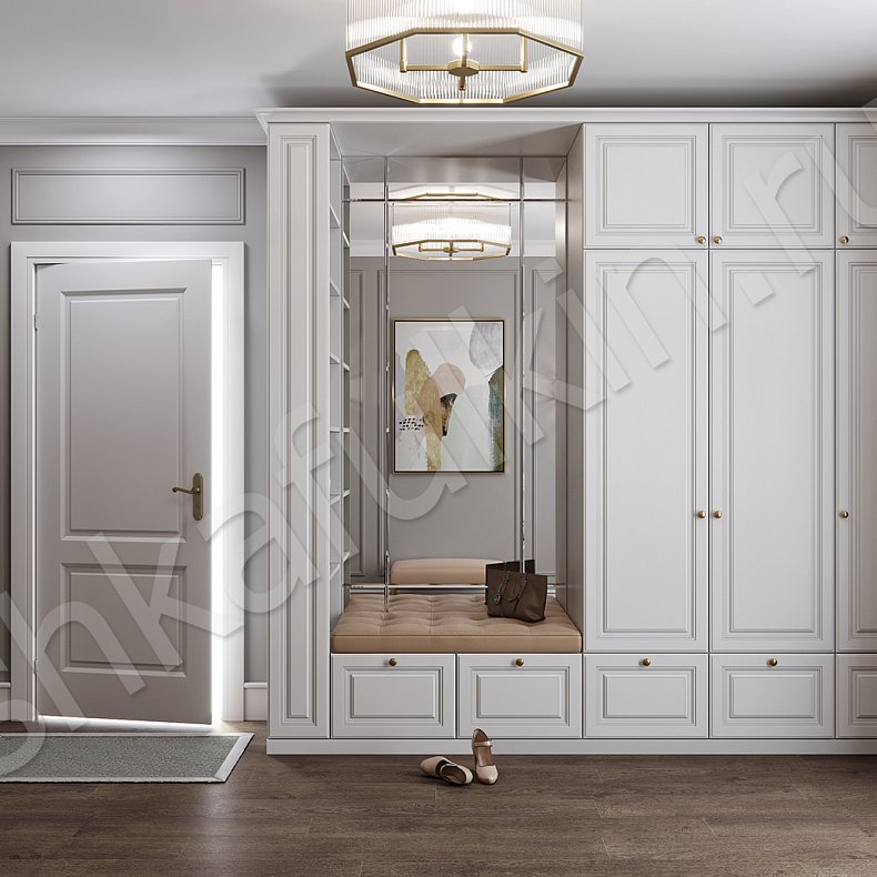 Изображение Прихожая Гамильтон Белый Светлые Серый Классика 3х створчатые Прихожая Для вещей 1