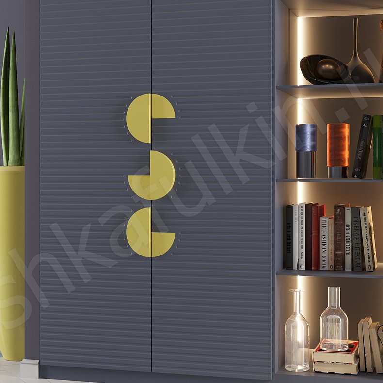 Шкаф Пакман Темные Синий Цветной Современный 4х створчатые Гостиная Для вещей 2