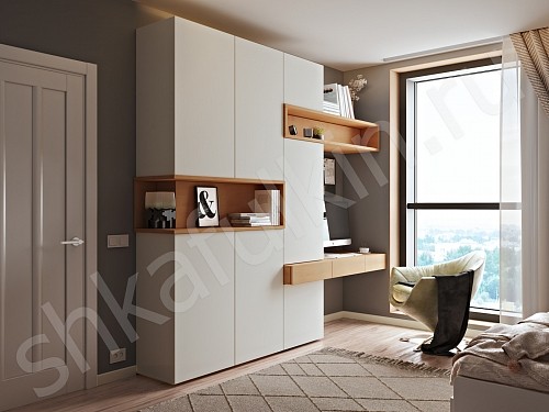 Изображение цвета Шкаф с рабочей зоной Джамбо Древесный Прованс 4х створчатые Спальня 