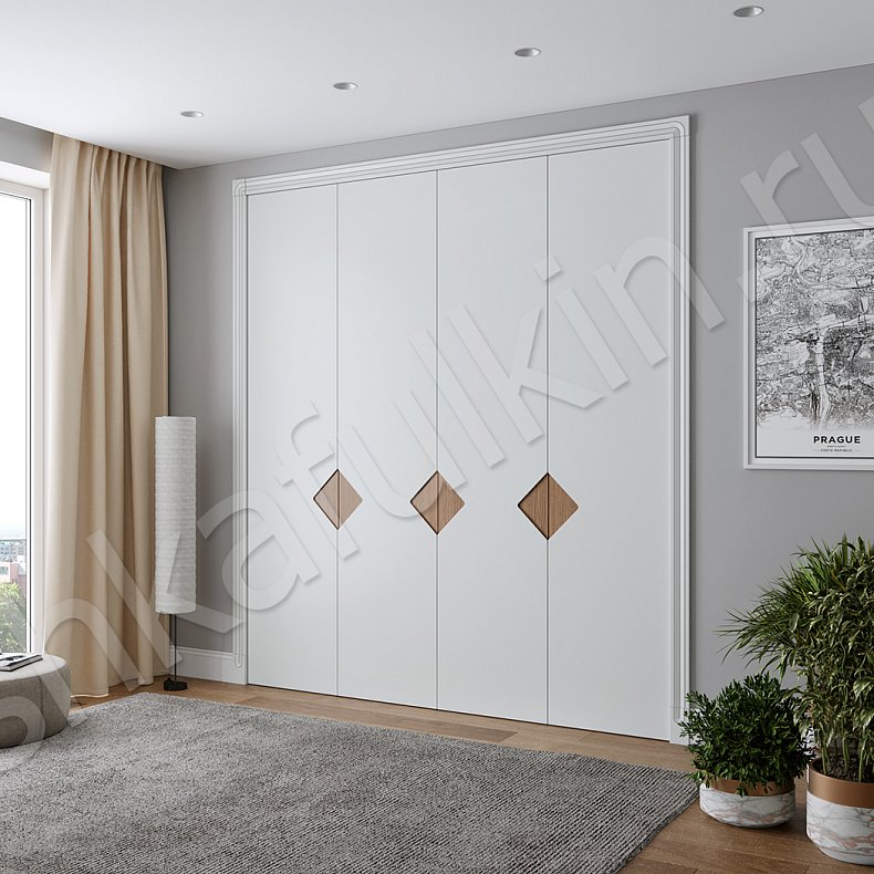 Шкаф Монако Светлые Древесный Белый Современный 4х створчатые Гостиная Для вещей