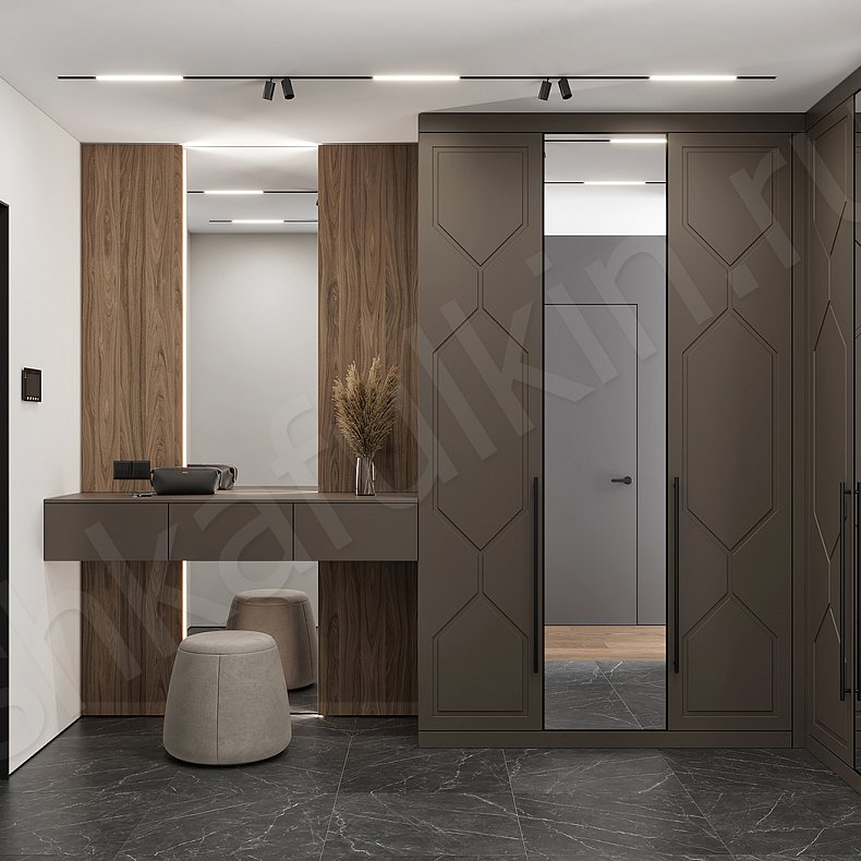 Прихожая Оракул Темные Коричневый Современный 3х створчатые Прихожая Для вещей
