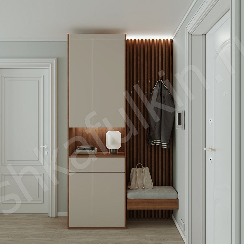 Изображение Прихожая Бонни Темные Светлые Серый Коричневый Черный Белый Скандинавский 2х створчатые Прихожая Для вещей 2