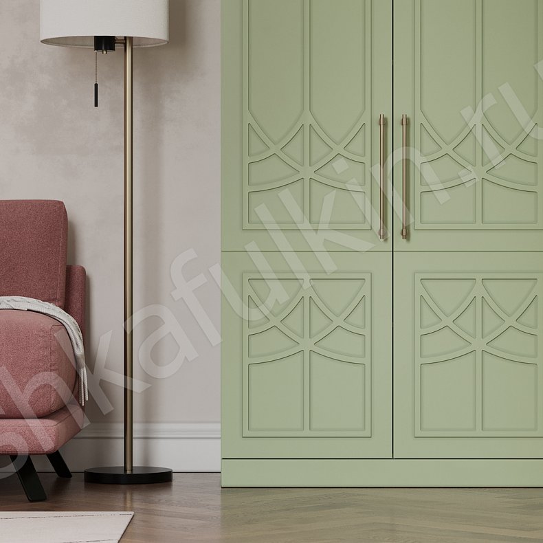 Угловой шкаф Стефани Белый Цветной Светлые Зеленый Неоклассика 5и створчатые Спальня Для вещей 8