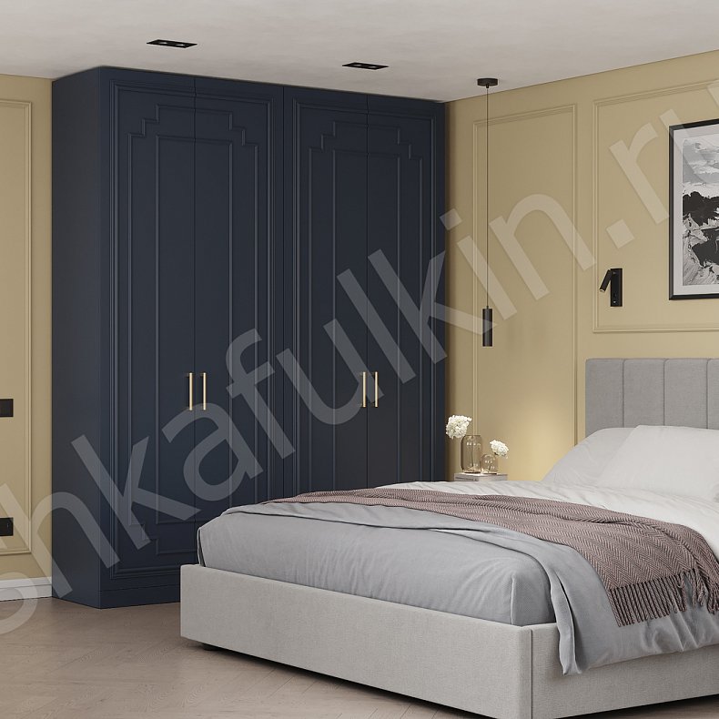 Шкаф Роперо Белый Цветной Синий Неоклассика 4х створчатые Спальня Для вещей