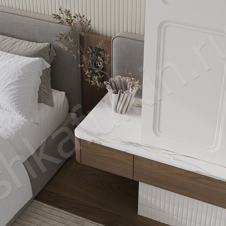 Гарнитур Анфилада Светлые Древесный Белый Современный 2х створчатые Спальня Для вещей Для белья 5