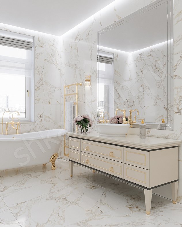 Тумба в ванную Вицента Светлые Коричневый Белый Неоклассика   Для вещей 4