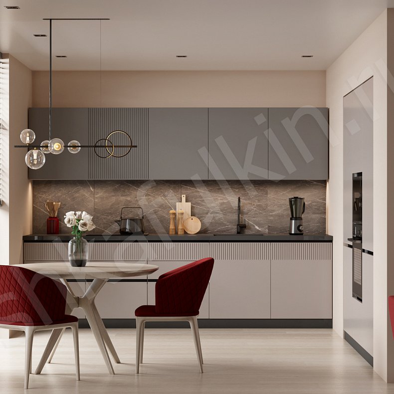 Кухня Сильвана Серый Светлые Коричневый Современный   Для посуды