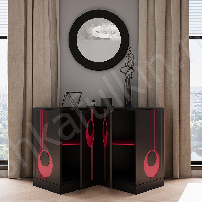 Изображение Шкаф Экспрессио Черный Цветной Красный Темные Этнический 6и створчатые Гостиная Для декора Для вещей 7