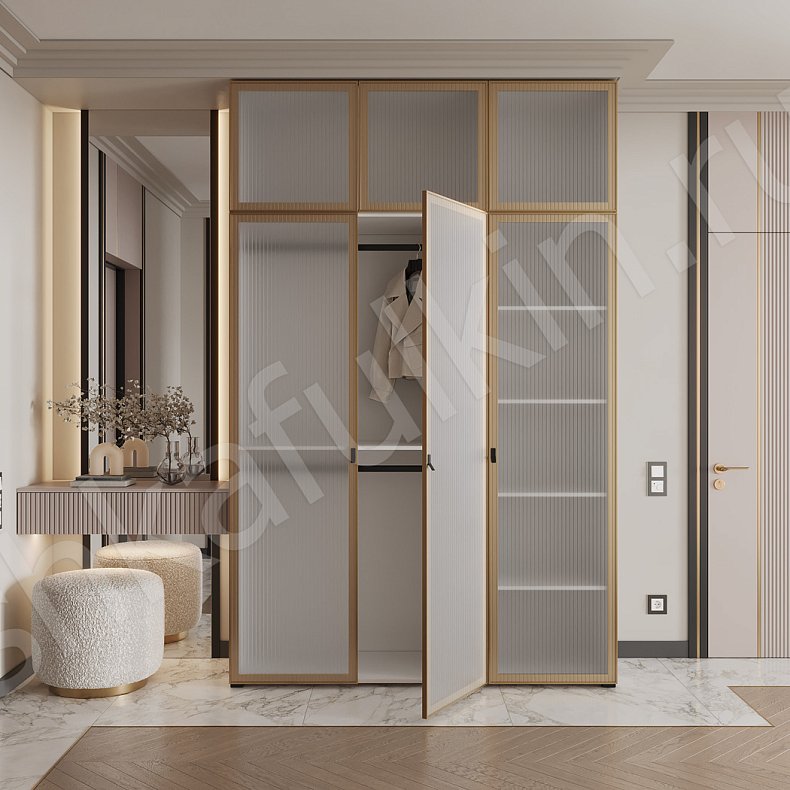 Прихожая Каспер Светлые Золото Белый Современный 3х створчатые Прихожая Для вещей 4