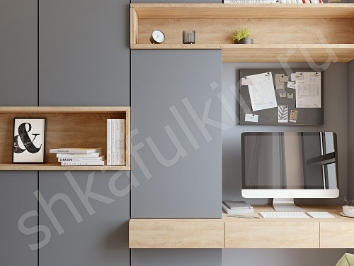 Изображение цвета Шкаф с рабочей зоной Джамбо Древесный Прованс 4х створчатые Спальня 