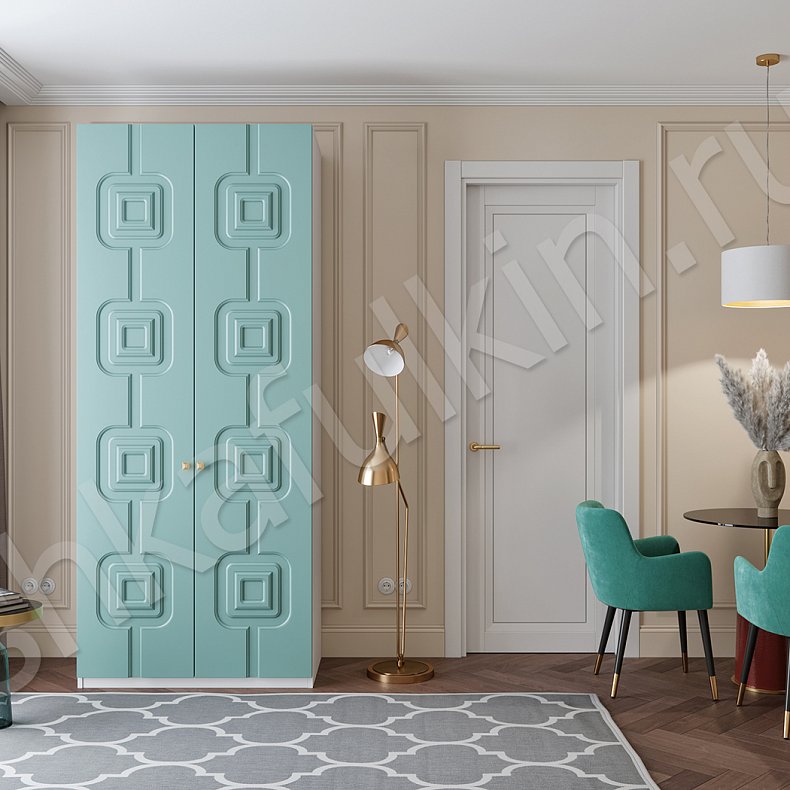 Изображение Корпусный шкаф Тиффани Зеленый Светлые Цветной Модерн 2х створчатые Гостиная Для вещей 1