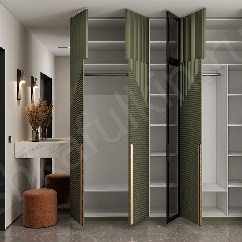 Прихожая с консолью Нотариус Черный Цветной Темные Зеленый Современный 5и створчатые Прихожая Для вещей 10