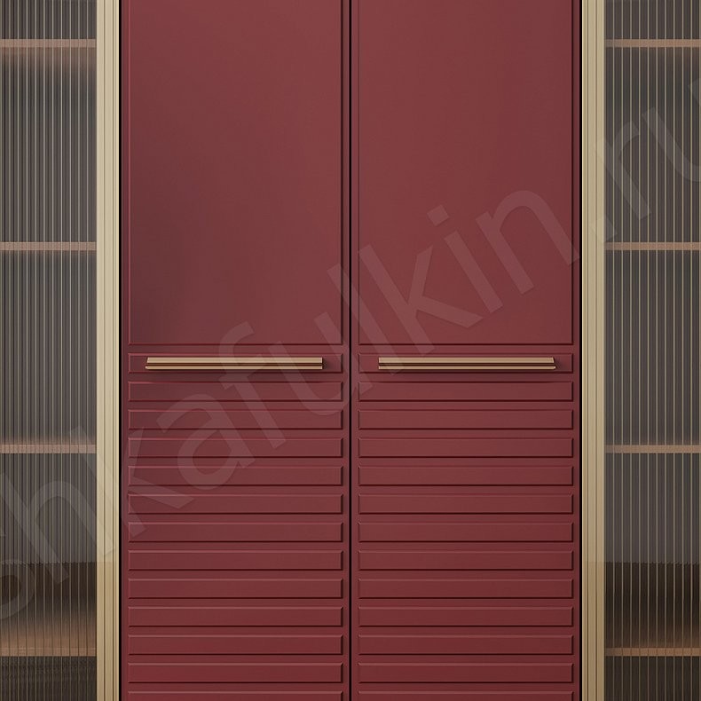 Изображение Шкаф Бургунди Черный Цветной Красный Темные Модерн 6и створчатые Гостиная Для декора Для вещей 6