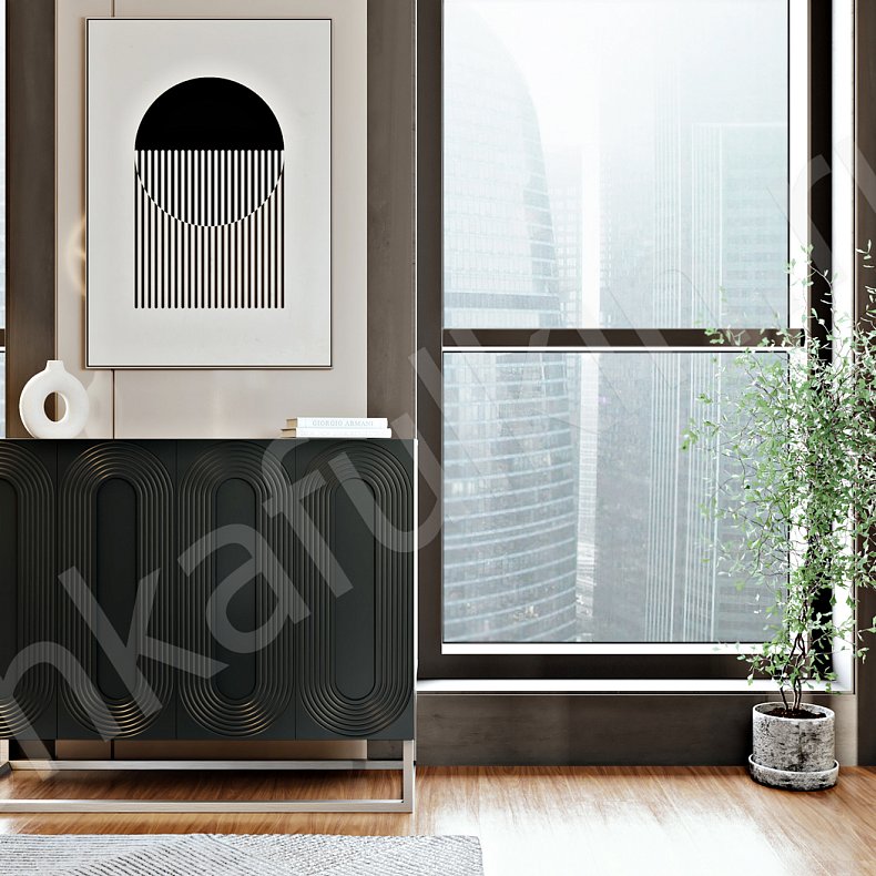 Гарнитур Дзен Черный Темные Современный 4х створчатые Спальня Для белья Для декора Для вещей 6