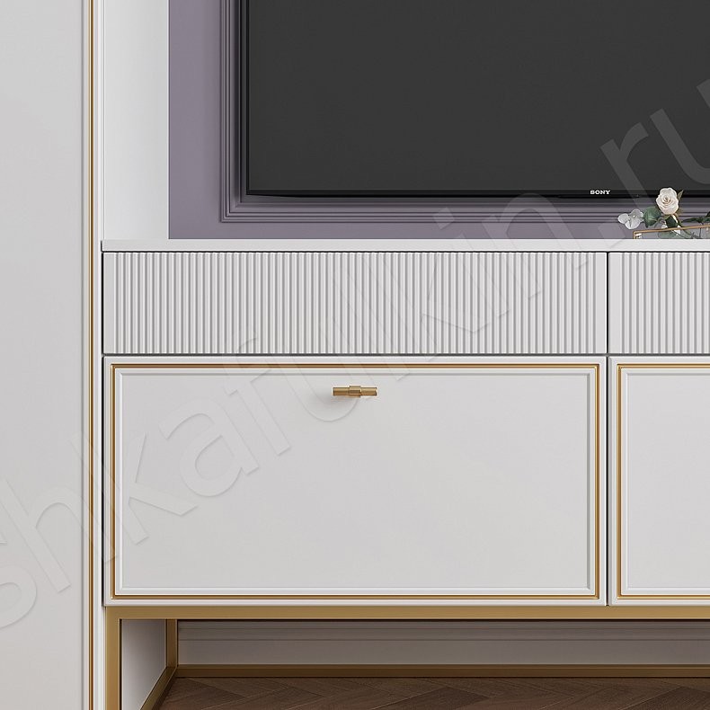 Изображение Гарнитур Минор Белый Светлые Неоклассика 2х створчатые Спальня Для белья Для декора Под ТВ 6